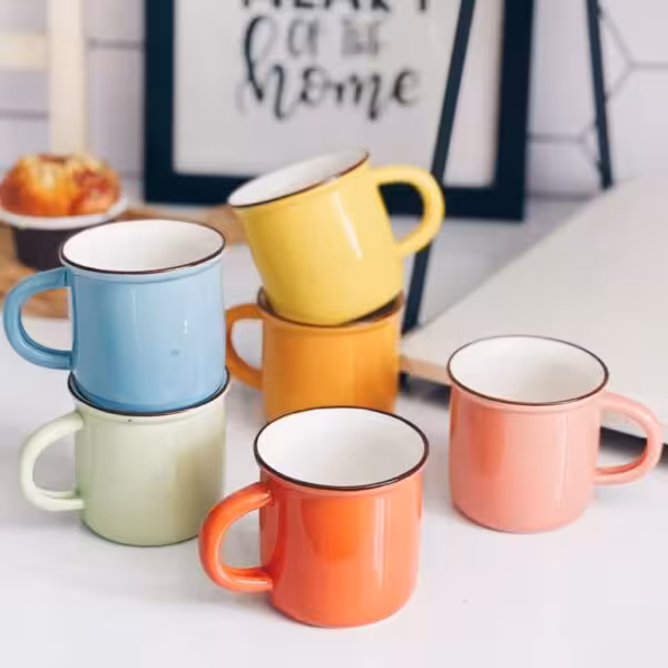 فنجان (شات) قهوه و اسپرسو سرامیکی رنگی 6عددی