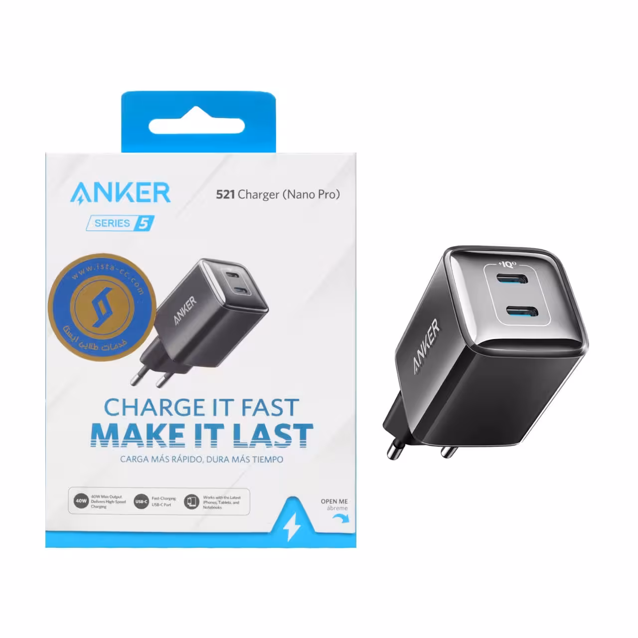 شارژر دیواری فست دو پورت ANKER مدل A2038 با توان 40W و تکنولوژی IQ3 - مشکی
