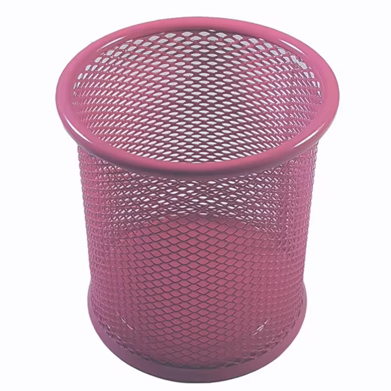 جاقلمی رومیزی توری فلزی رنگ صورتی