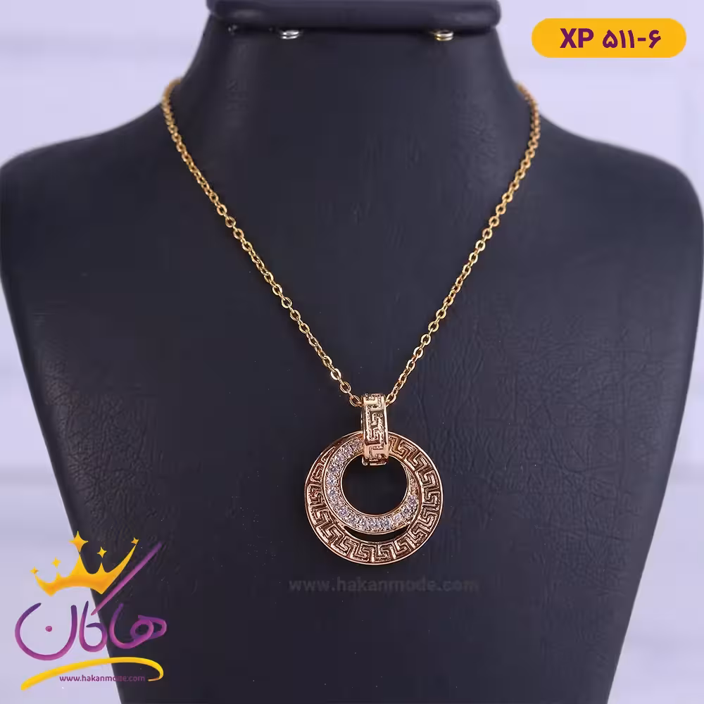 گردنبند استیل زنانه آویز دو دایره | کد XPXP511/6