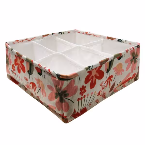 ویلسون باکس ارگانایزر 6 خانه مربع طرح گل و برگ های رنگی