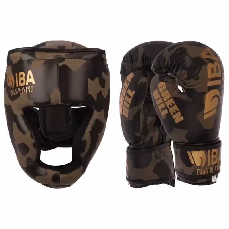 ست دستکش و کلاه فک دار گرین هیل super aiba army