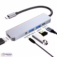 هاب 5پورت USB-C\TYPE-C مدلBYL-2009 | پشتیبانی از رزولوشن 4K