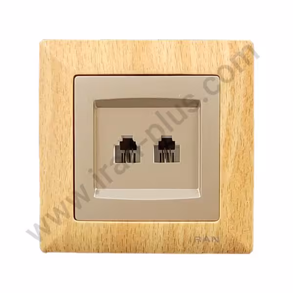 تلفن دوسوکت cat3 cat3 مدل الیزه طرح چوب روشن میانی بژ