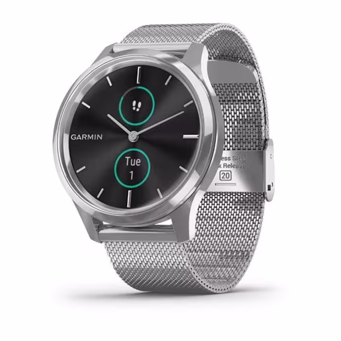 ساعت گارمین مدل v&#237;vomove Luxe Silver stainless steel case with silver Milanese band