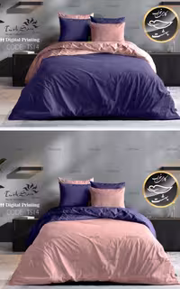 روتختی دورو تک رنگ بنفش و صورتی چرک دونفره شش تکه برند ترکسان کد TS14