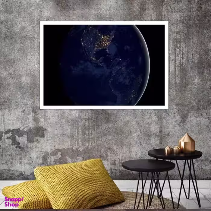 تابلو بکلیت طرح کهکشان و کره زمین مدل قاب شاسی W-s8238