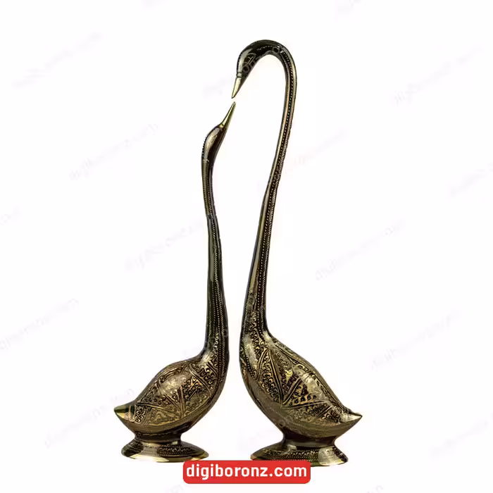 مجسمه برنجی برنزی مدل درنا جفتی سایز 10 اینچ