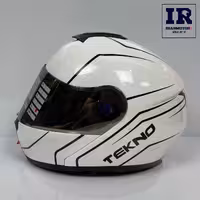 کلاه کاسکت فک متحرک تکنو Tekno - سفید مشکی براق