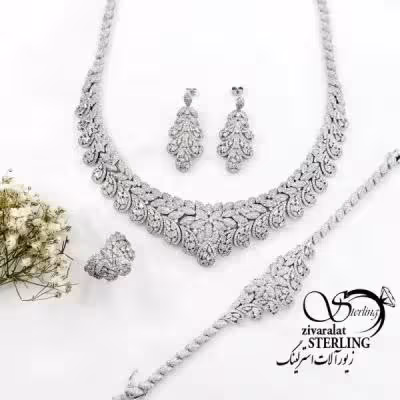سرویس نگین دار جواهری نقره ایتالیا کد 19430