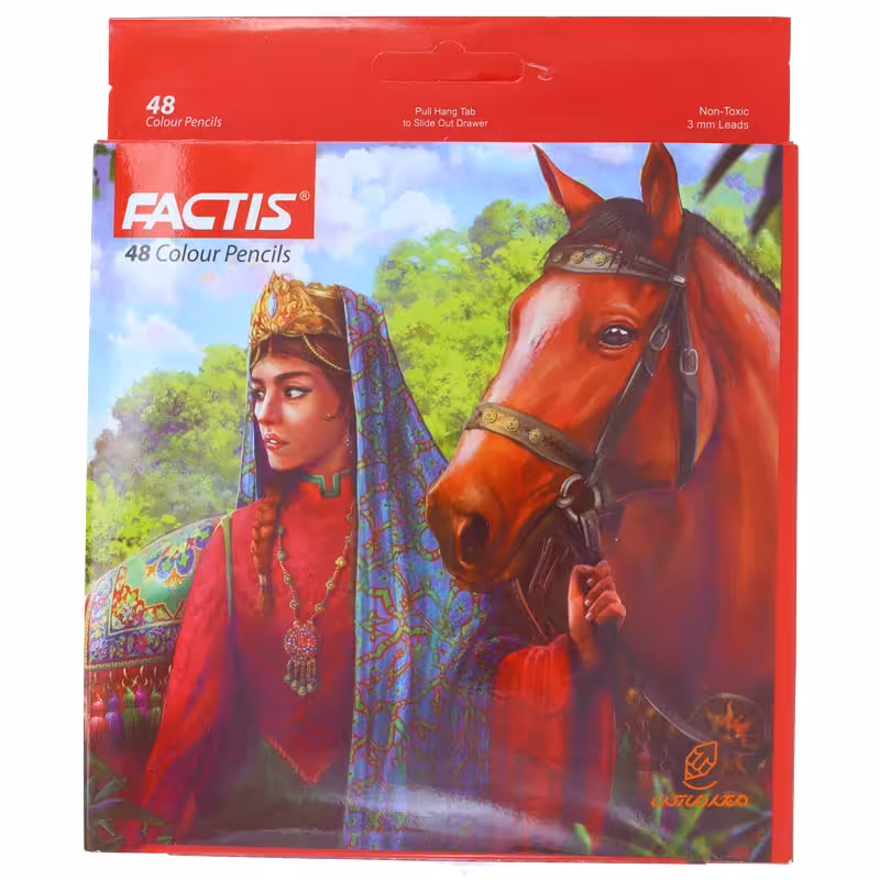 مداد رنگی 48 رنگ جعبه مقوایی طرح دختر و اسب فکتیس FACTIS
