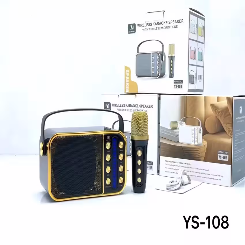 اسپیکر بلوتوثی قابل حمل مدل Karaoke ys-108 به همراه میکروفون