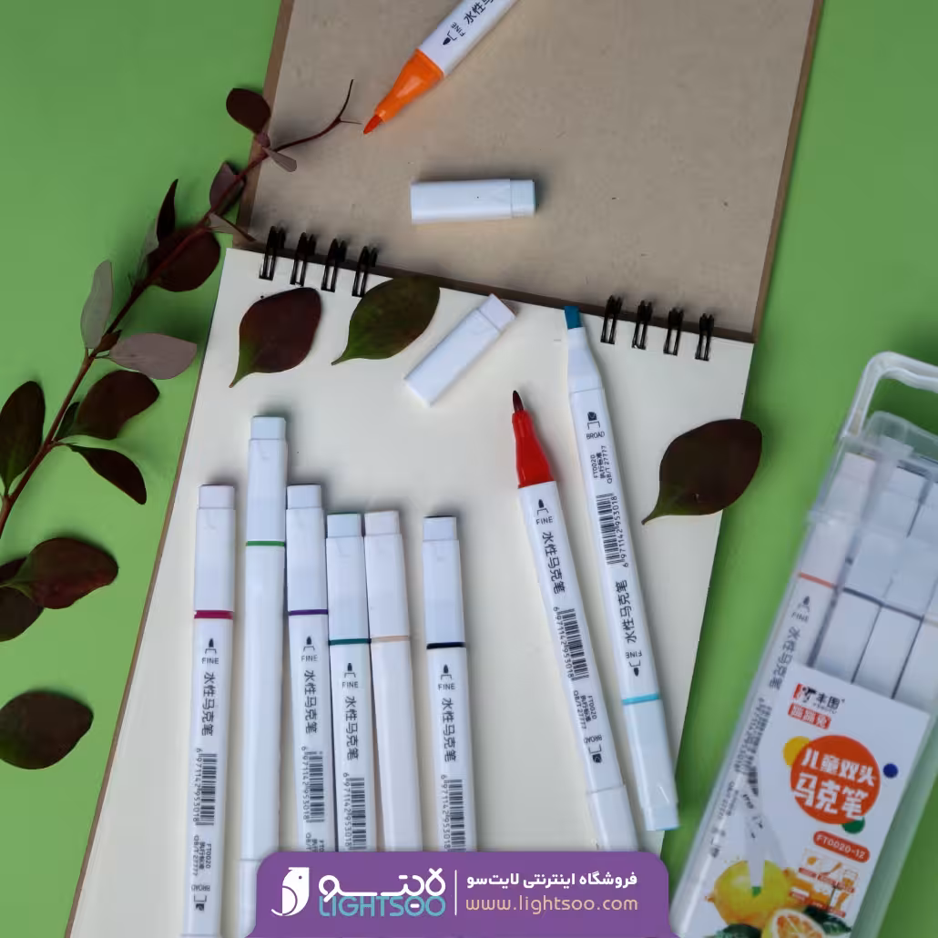 ماژیک حرفه ای 12 رنگ دو سر