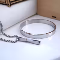 ست دستبند و گردنبند پسرانه استیل