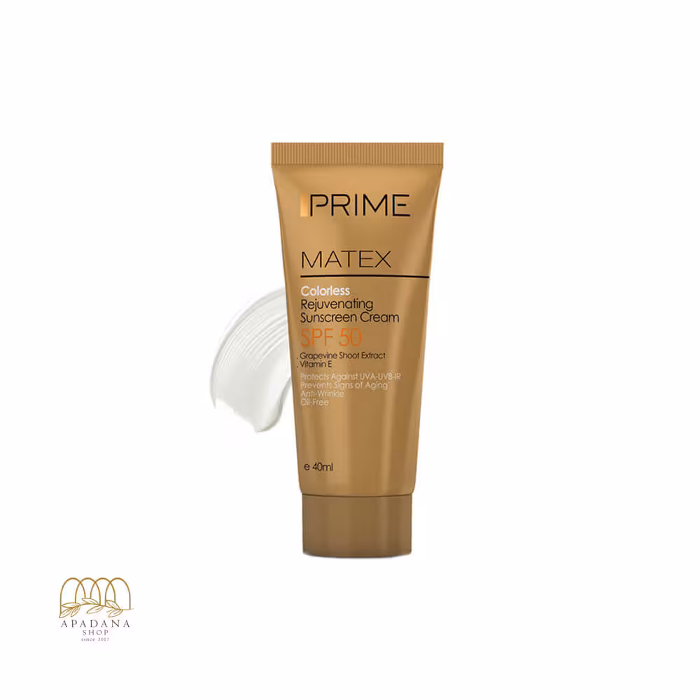 کرم ضد آفتاب جوان کننده پریم مدل Matex با SPF 50 -بی رنگ