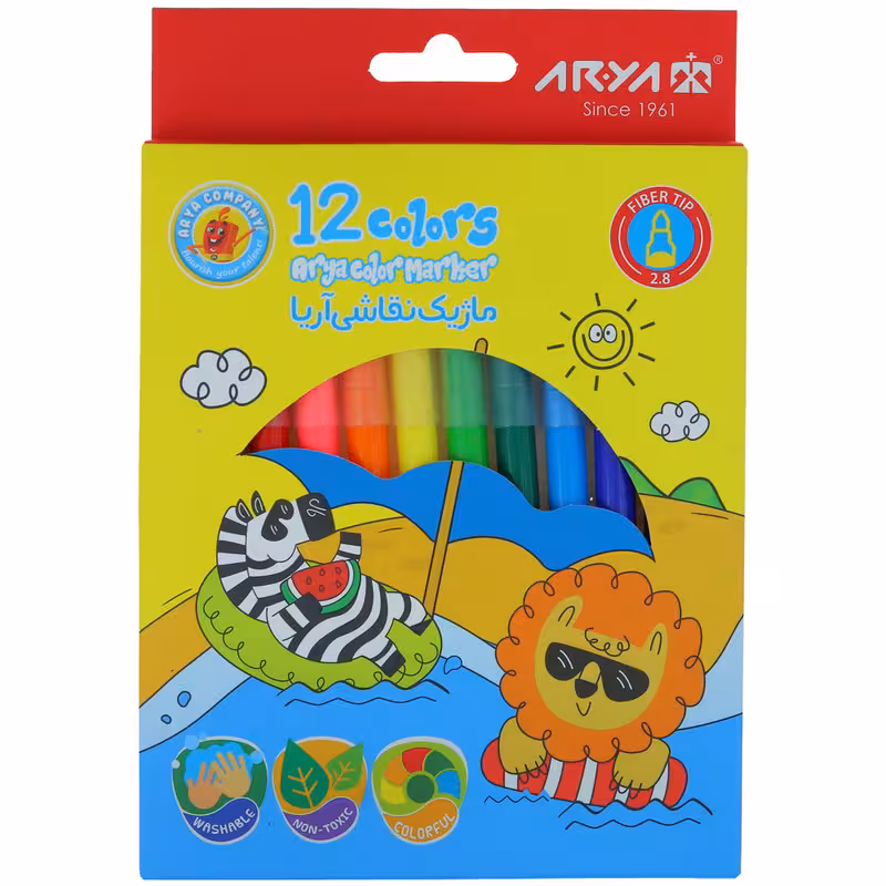 ماژیک رنگ آمیزی 12 رنگ آریا کد 9084