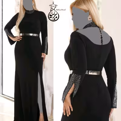 پیراهن مهمانی زنانه غواصی نگین کاری شده مدل سلنا