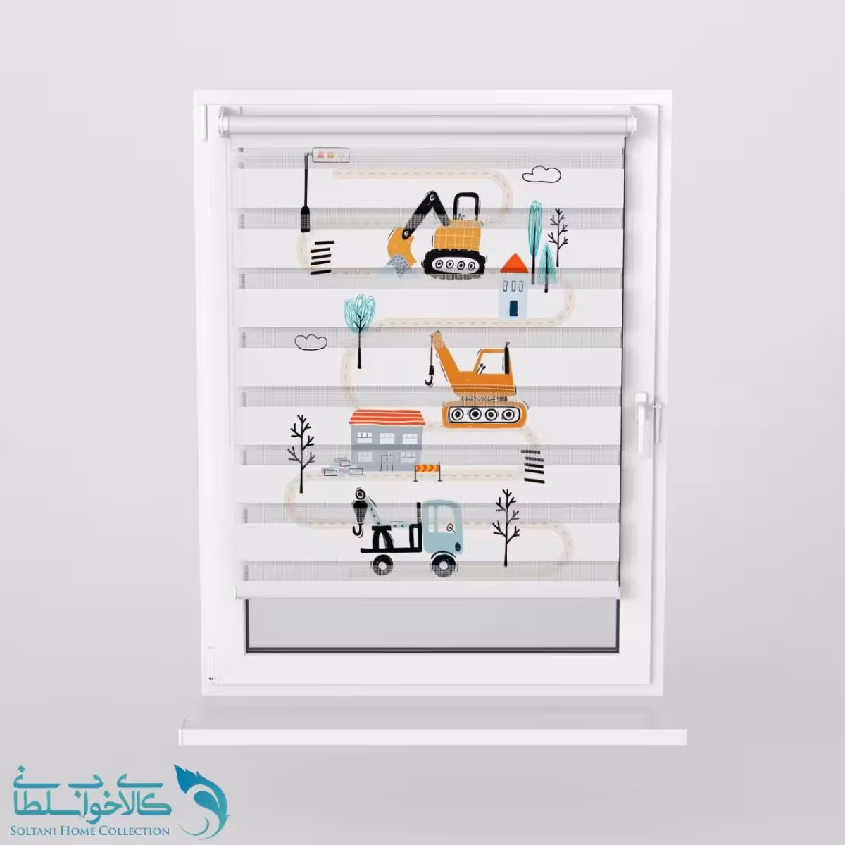 پرده زبرا اتاق کودک طرح پسرانه جرثقیل کد A3040