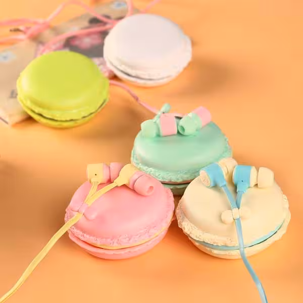 هندزفری فانتزی طرح ماکارن همراه کیف Macaron Handsfree with a bag