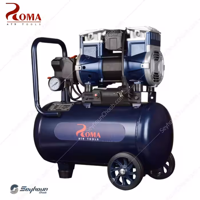 کمپرسور باد 18 لیتری پرایم بدون روغن سایلنت 1300 وات 8 بار برند روما ROMA 2-1180F18