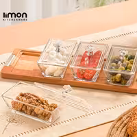 اردو خوری مستطیل 4 خانه پایه چوبی لیمون مدل 2249