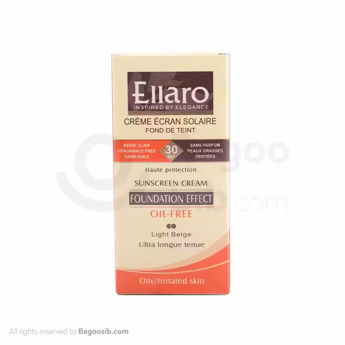 کرم ضد آفتاب فاقد چربی الارو SPF30 مناسب پوست چرب و جوش ‎دار بژ روشن 40 میلی‎ لیتری