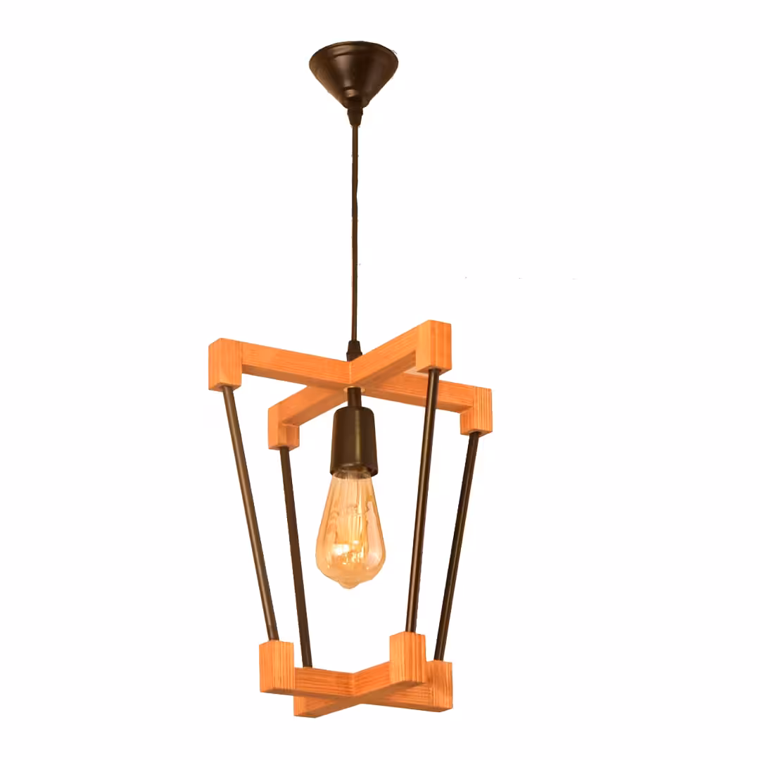 آویز چوب و فلز تک شعله 10024