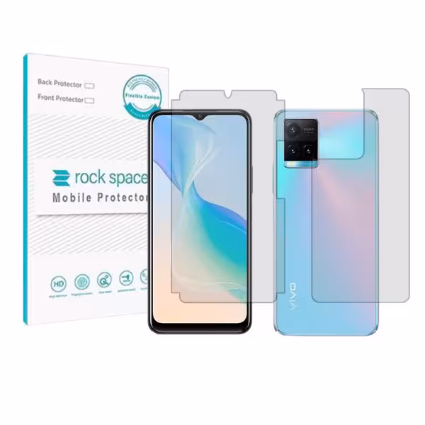 گلس محافظ صفحه نمایش و پشت گوشی ویوو Y33S مدل نانو هیدروژل شفاف برند راک اسپیس کد SM
