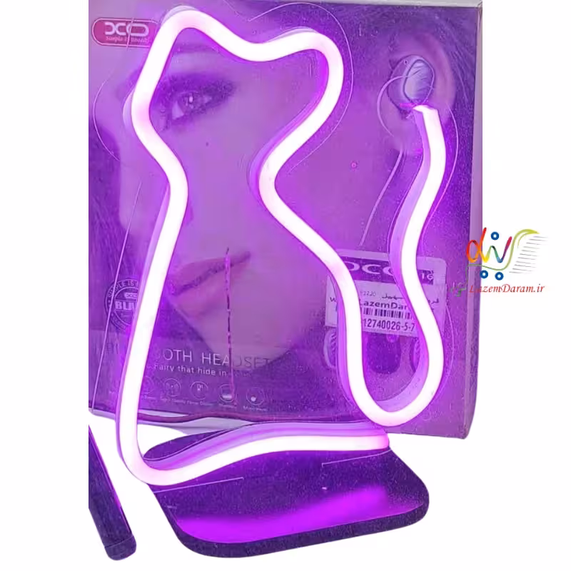 چراغ خواب نئون فانتزی طرح گربه