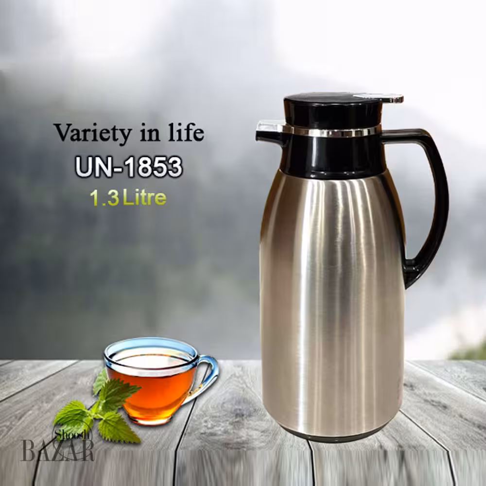 فلاسک 1.3 لیتری استیل یونیک شیشه صورتی کد 1853