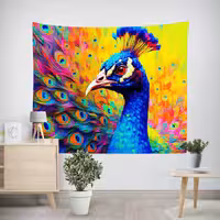 پوستر پارچه ای فیانی طرح بلک لایت PEACOCK کد F98