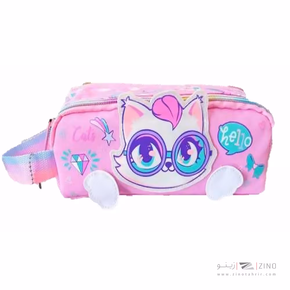 جامدادی دوزیپ وست دسته دار گربه کد2094-6