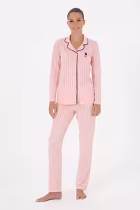 ست لباس راحتی زنانه صورتی یو اس پولو