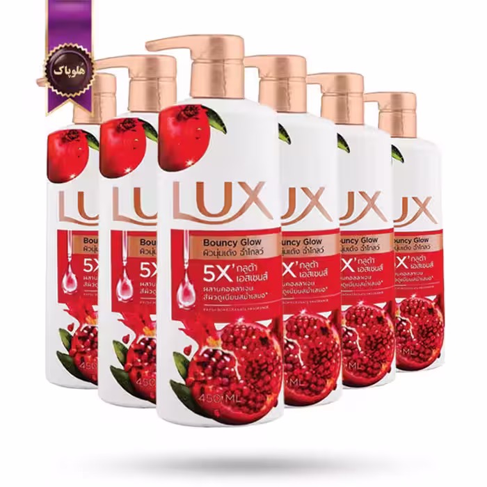 6 عدد ژل شستشوی بدن لوکس LUX مدل عصاره انار Bouncy Glow حجم 450 میلی لیتر (اورجینال)