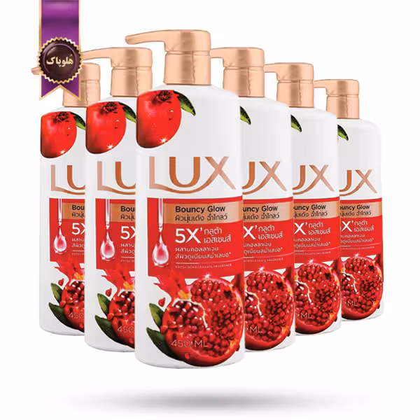 6 عدد ژل شستشوی بدن لوکس LUX مدل عصاره انار Bouncy Glow حجم 450 میلی لیتر (اورجینال)