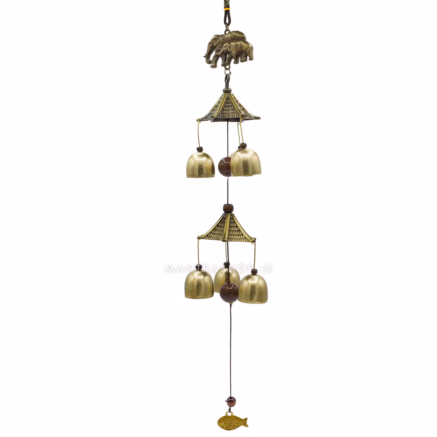 بادزنگ فنگ شویی فلزی شش زنگوله مدل سمبل فیل کد 309