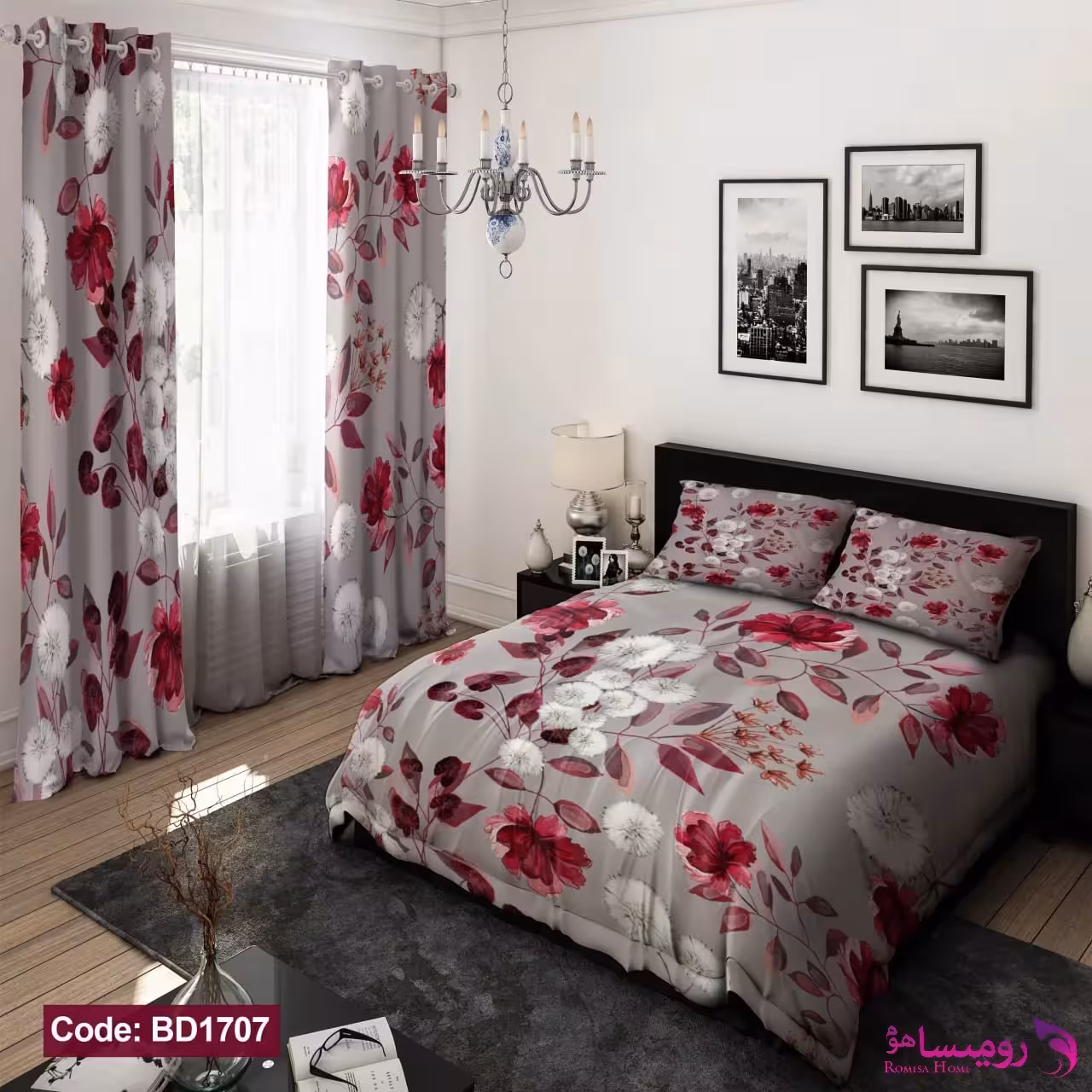 روتختی طرح گل قرمز برند دکو کد BD1707