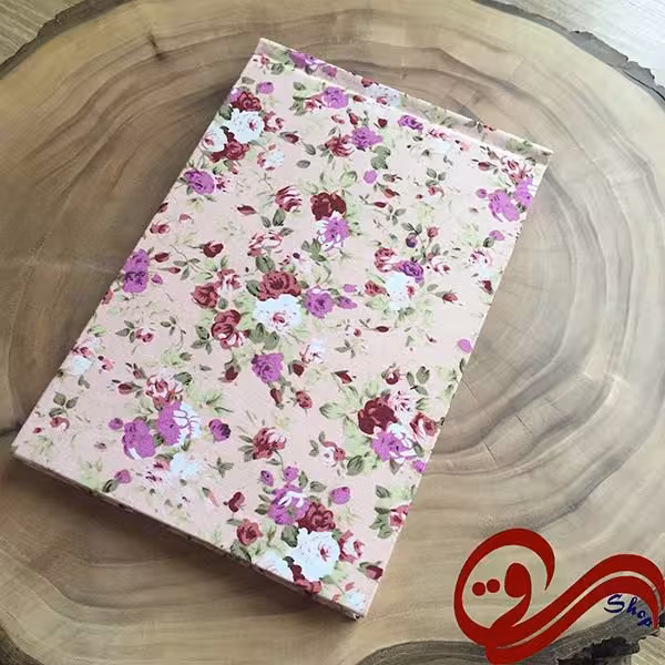 دفتر پارچه ای طرح خبرنگاری ساده صورتی گلدار Fabric Handmade Notebook