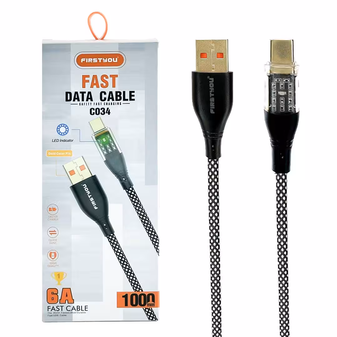 کابل تایپ سی کنفی لایت دار    مدل   C034    ( فاقد گارانتی )