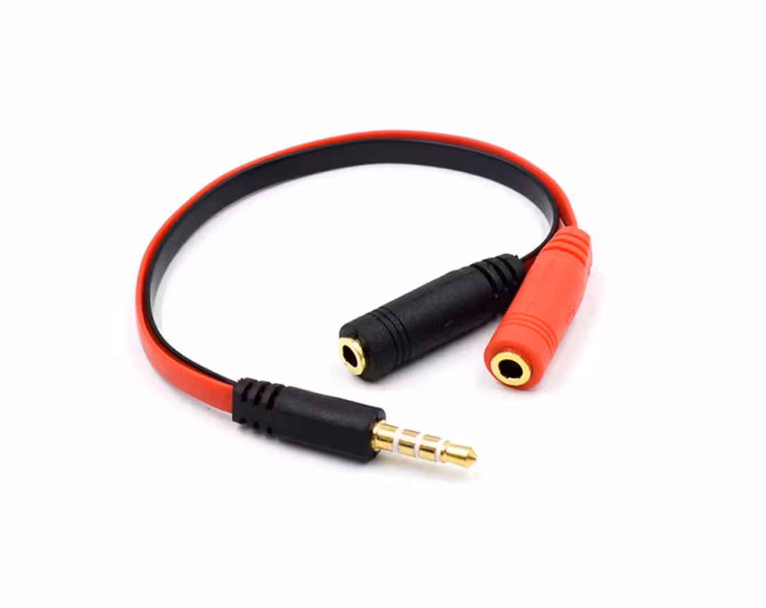 تبدیل 1 به 2 جک 3.5 میلی متریمدل دو فیش مادگی یک فیش نری