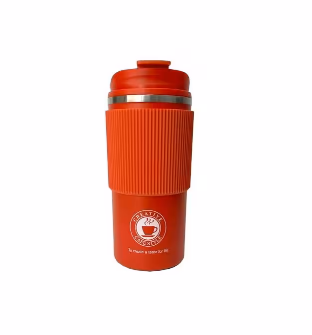 تراول ماگ 450 میل دور سیلیکونی نارنجی vacuum cup
