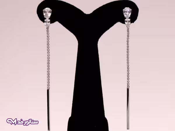 گوشواره آویز استیل نگین دار کد G5062