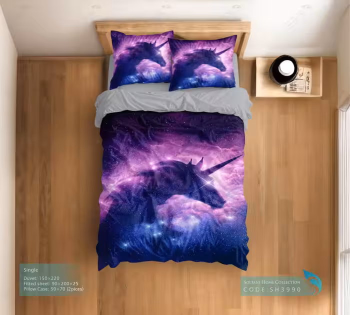 روتختی و ست کامل طرح تک شاخ کهکشانی سایز یکنفره کد SH3990
