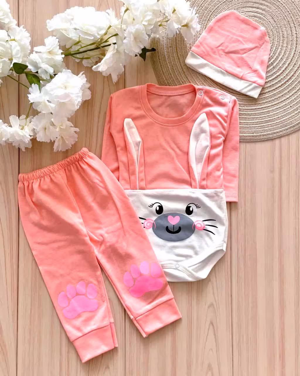 لباس دخترانه سه تیکه خرگوش گوشدار