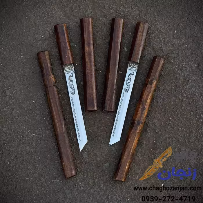 تانتو ژاپنی مخفی بدنه چوبی تیغه فولادی ساخت زنجان اصل