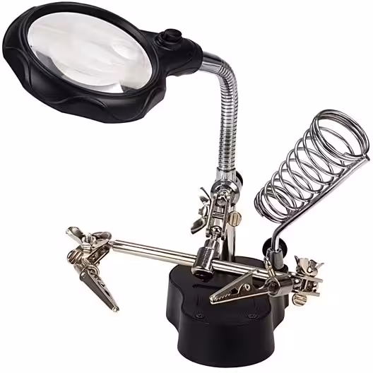 گیره مونتاژ به همراه ذره بین و چراغ LED مدل TE-801