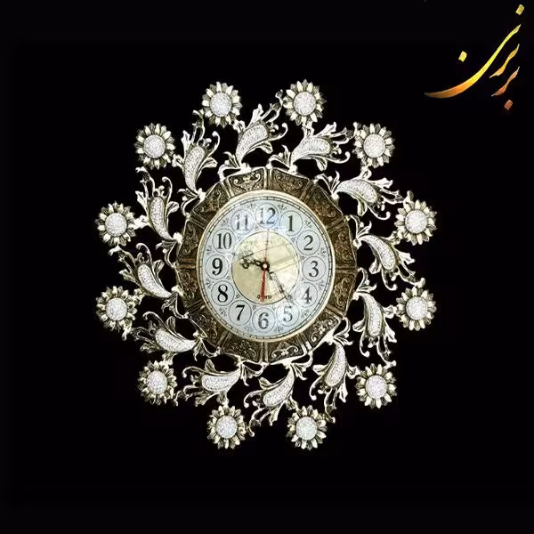 ساعت دیواری برنزی گرد نگین خور