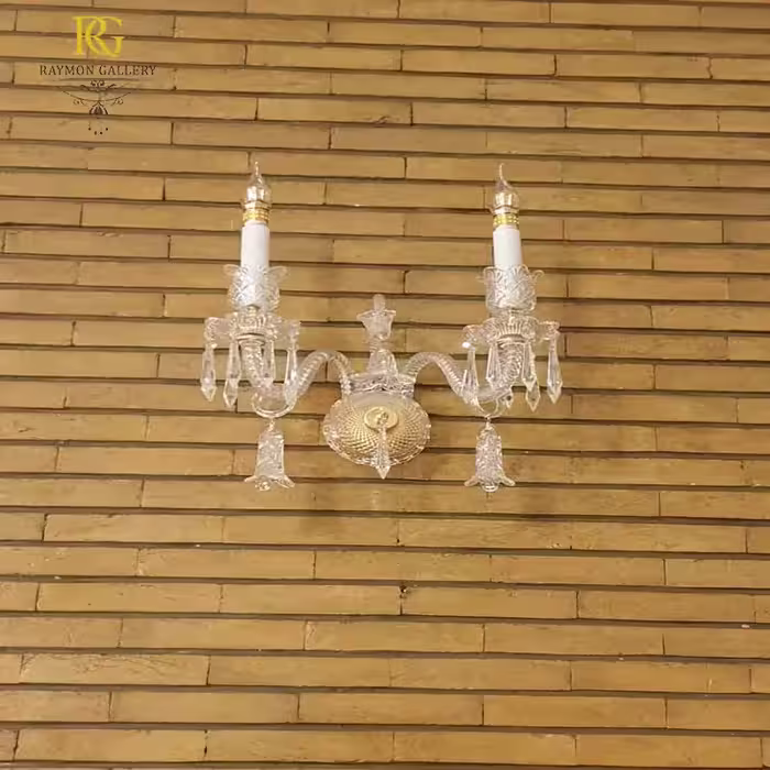 دیوارکوب 2 شعله بلوری باکارات سبک کلاسیک