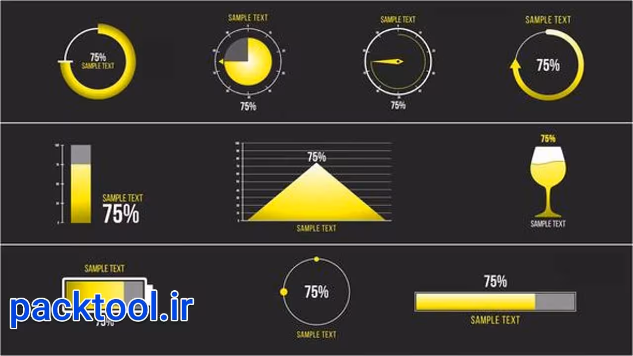 دانلود پروژه آماده پریمیر اینفوگرافیک های درصدی 10 Percentage Infographics - پک تول