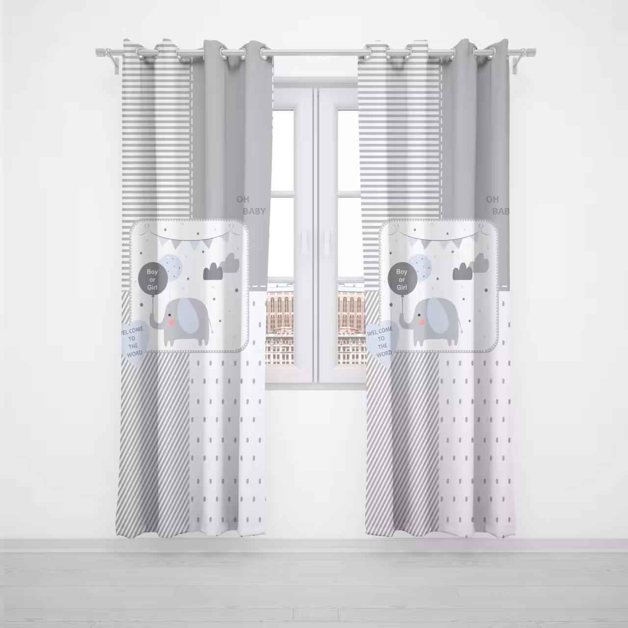 پرده پنلی بچگانه طرح فیل بادکنکی کد A2722